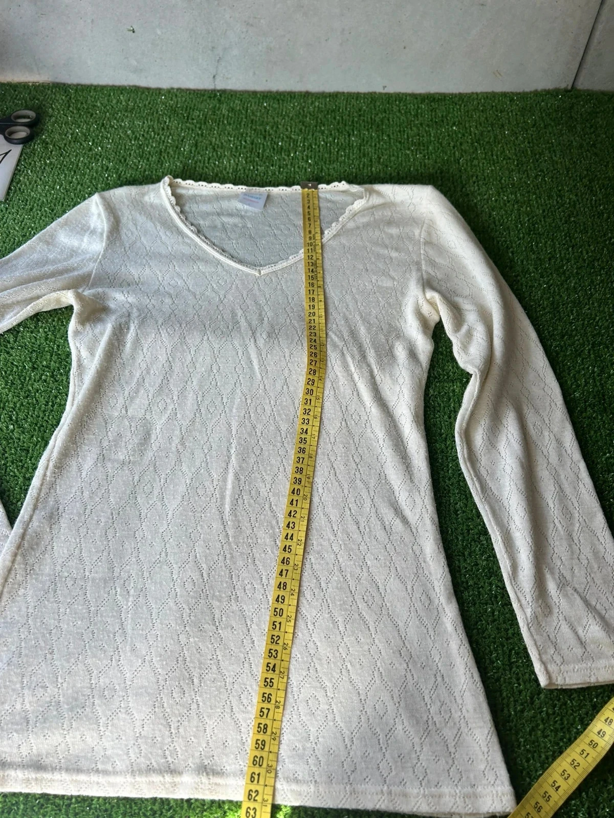 Cream white long Damart sweater size S – photo 8